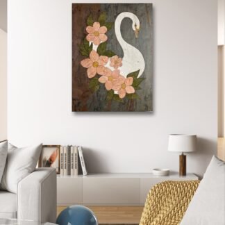 Swan Elegance Stone Veneer Wall Art